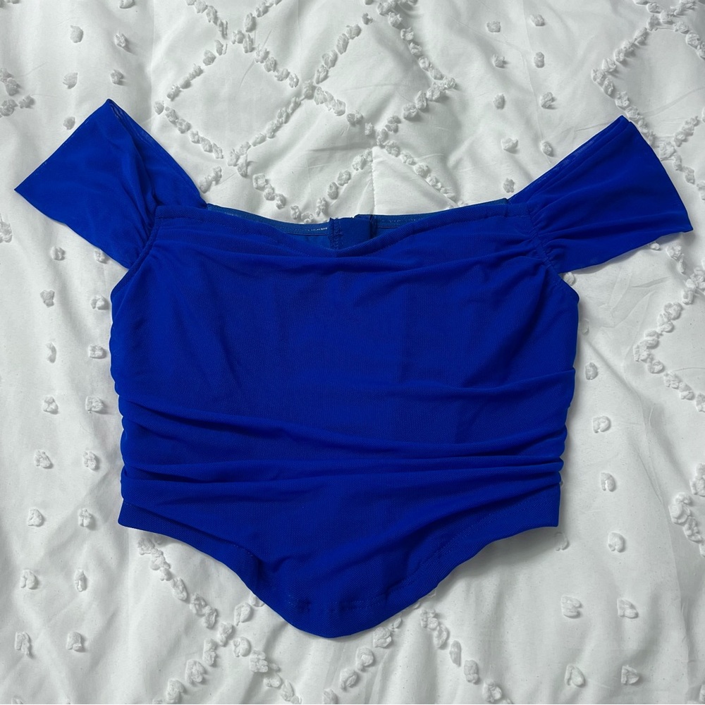 Off-Shoulder Blue Corset Top